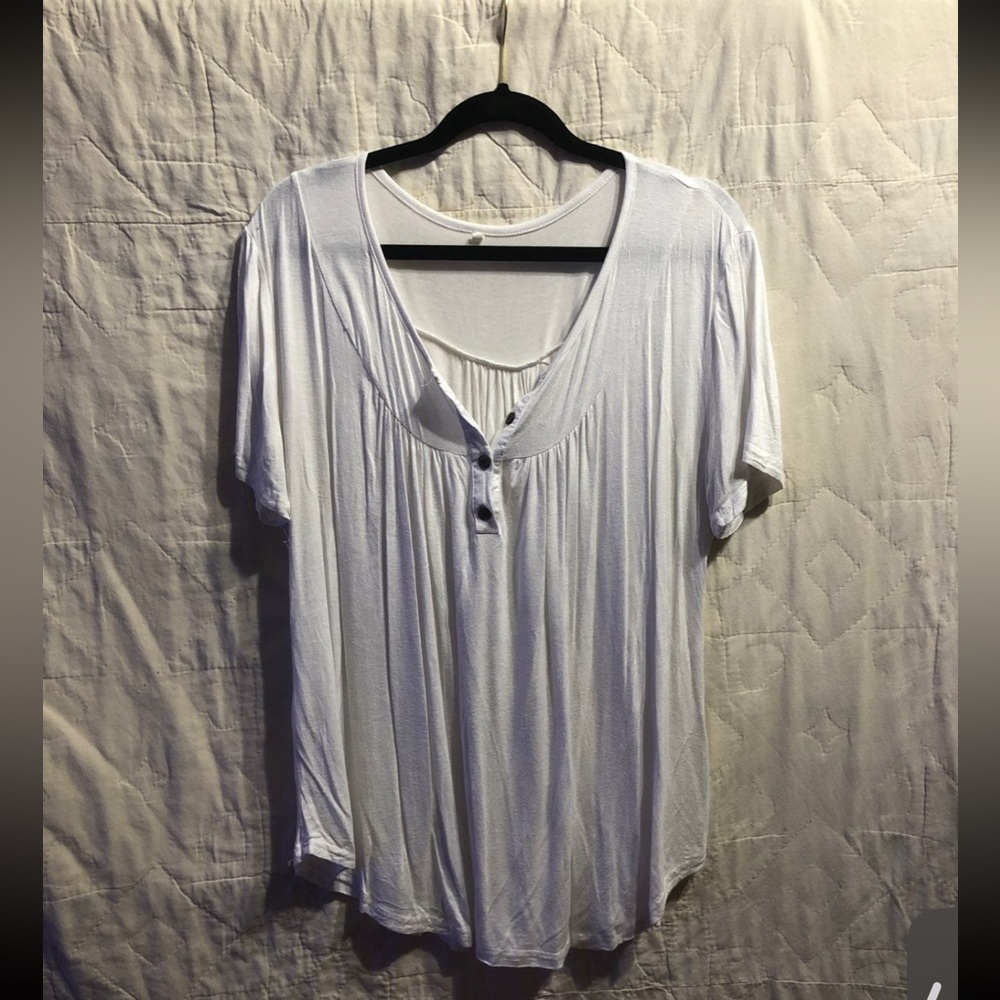 White Henley Tee